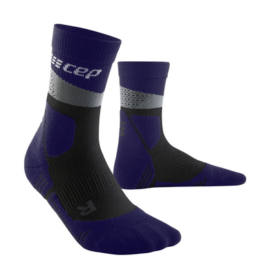 Hiking Max Cushion Mid Cut Compression Socks, Women, Grey/Purple, Side View
