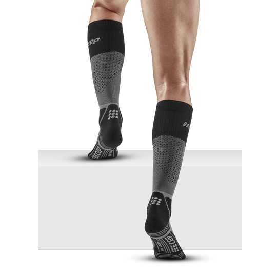 Hiking Max Cushion Tall Compression Socks, Men, Grey/Black, Back-View Model