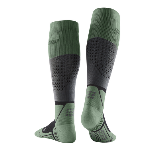 Hiking Max Cushion Tall Compression Socks, Men, Grey/Mint, Back View