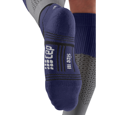 Hiking Max Cushion Tall Compression Socks, Men, Grey/Purple, Back Details