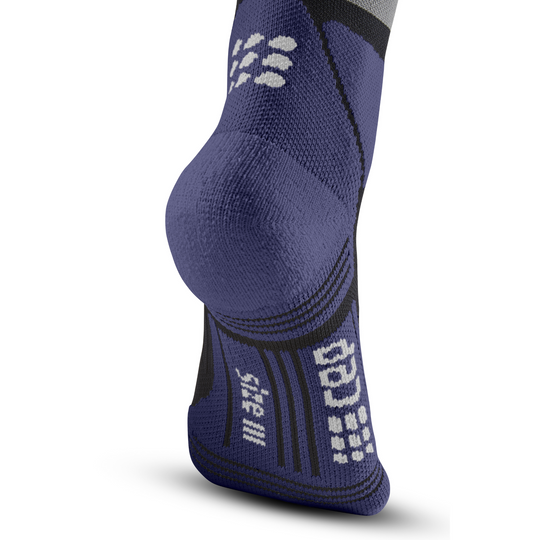 Hiking Max Cushion Tall Compression Socks, Men, Grey/Purple, Foot Details