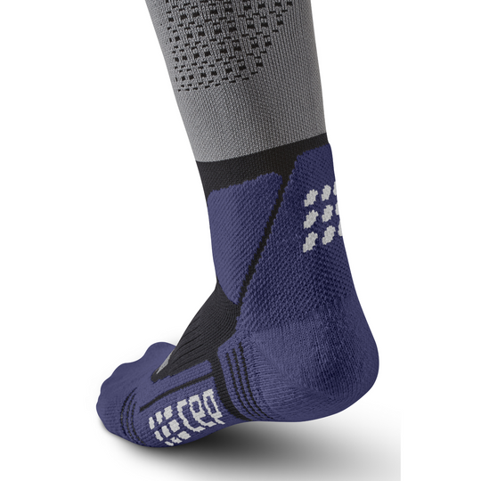 Hiking Max Cushion Tall Compression Socks, Men, Grey/Purple, Side Details