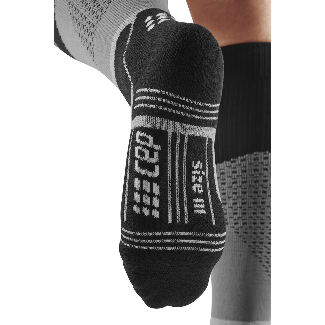 Hiking Max Cushion Tall Compression Socks, Women, Grey/Black, Back Details