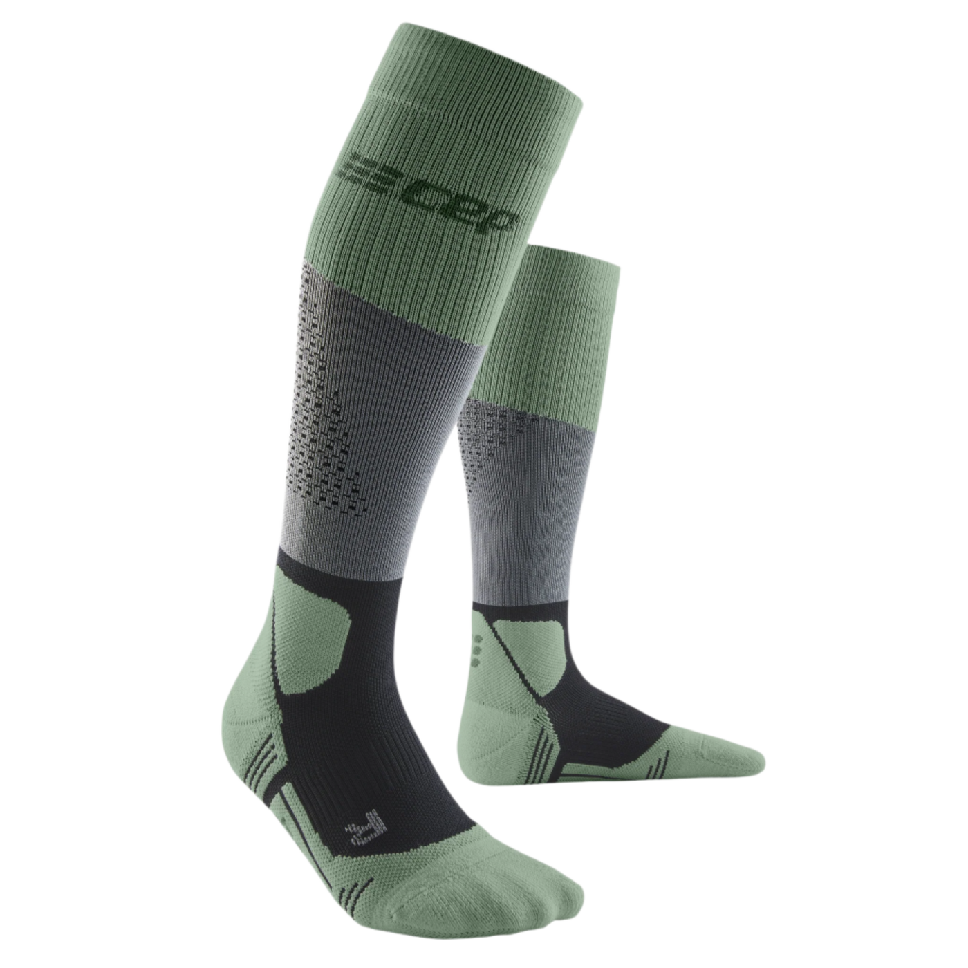 Hiking Max Cushion Tall Compression Socks, Women, Grey/Mint, Side View