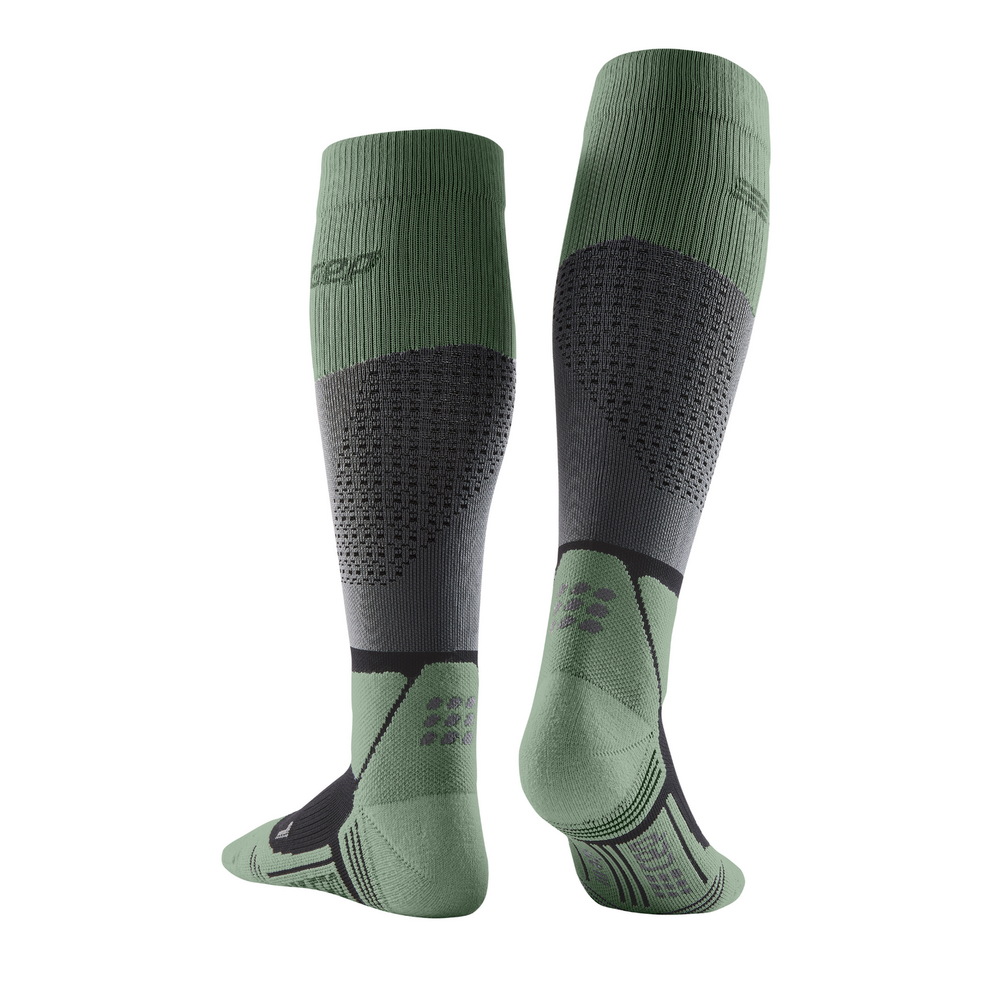 Hiking Max Cushion Tall Compression Socks, Women, Grey/Mint, Back View