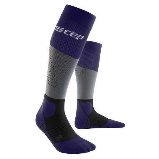 Hiking Max Cushion Tall Compression Socks, Women, Grey/Purple, Side View