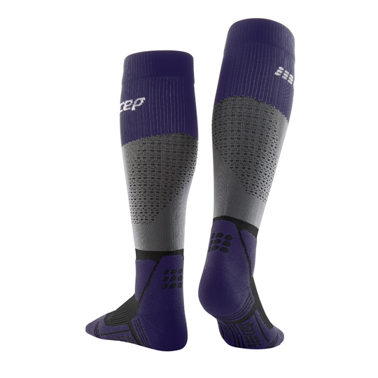 Hiking Max Cushion Tall Compression Socks, Women, Grey/Purple, Back View