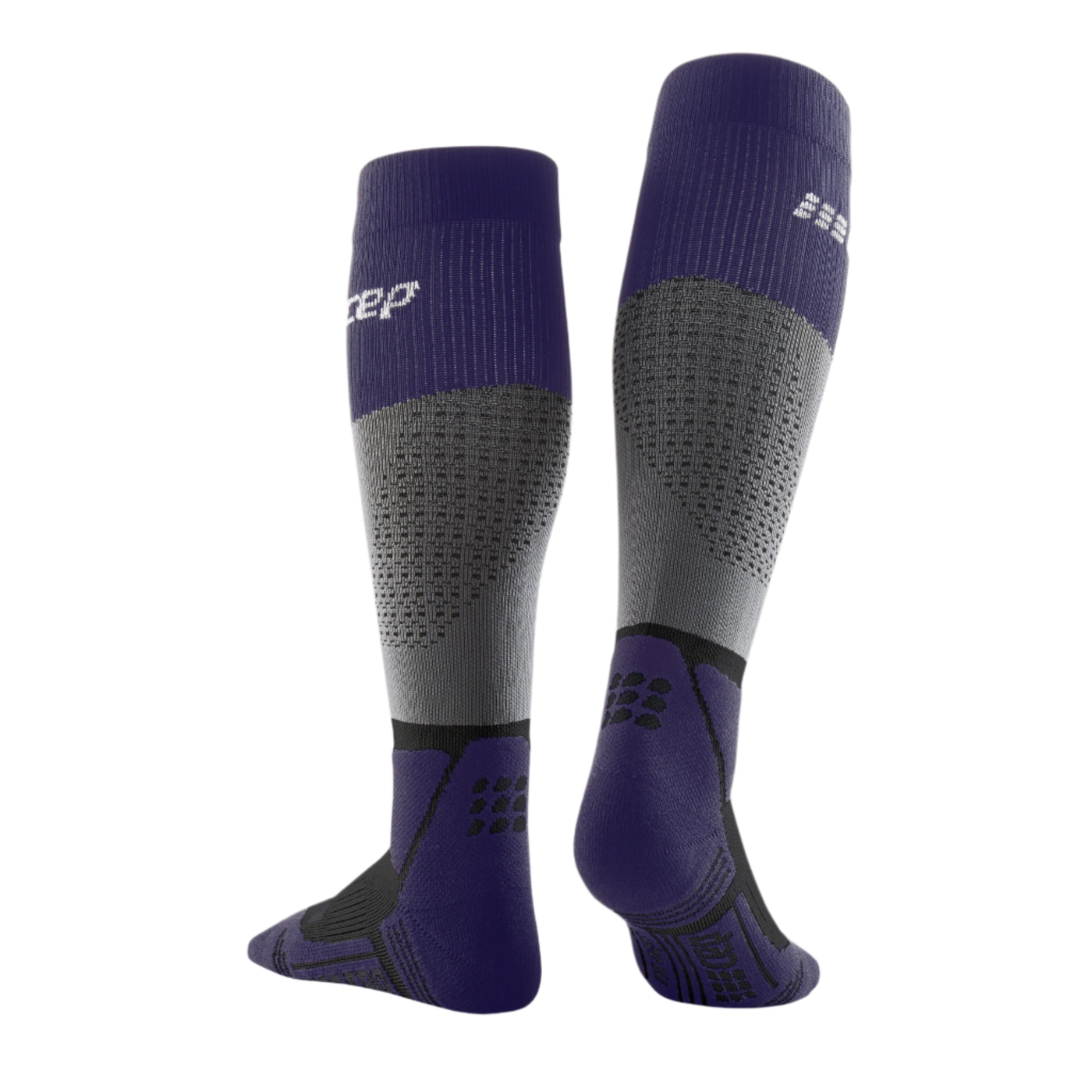 Hiking Max Cushion Tall Compression Socks, Women, Grey/Purple, Back View