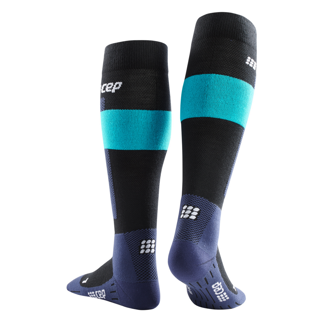 Ski Merino Tall Compression Socks, Men, Blue Merino, Back View
