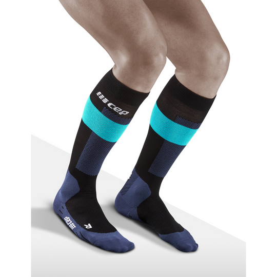 Ski Merino Tall Compression Socks, Men, Blue Merino