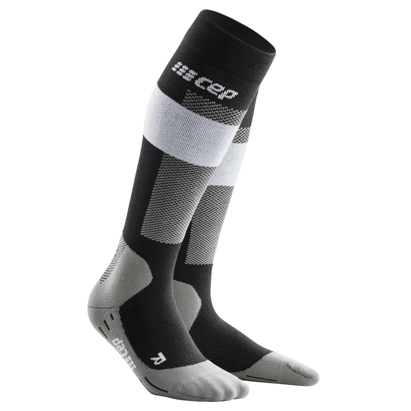 Ski Merino Tall Compression Socks, Men, Grey Merino, Front View