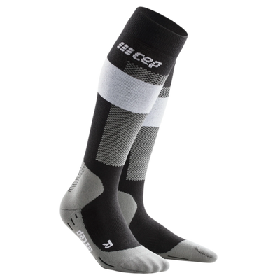 Ski Merino Tall Compression Socks, Women, Grey Merino, Front View