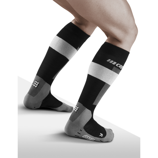 Ski Merino Tall Compression Socks, Men, Grey Merino, Back View Model