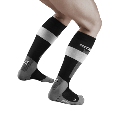 Ski Merino Tall Compression Socks, Men, Grey Merino, Back View Model