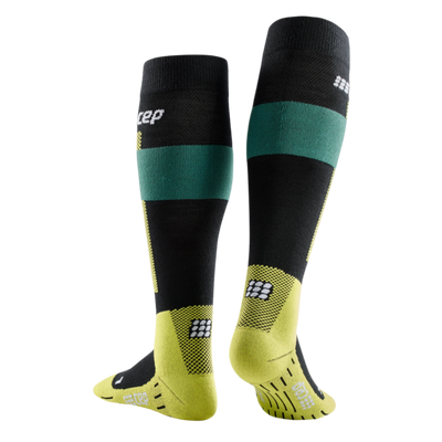 Ski Merino Tall Compression Socks, Women, Green Merino, Back View