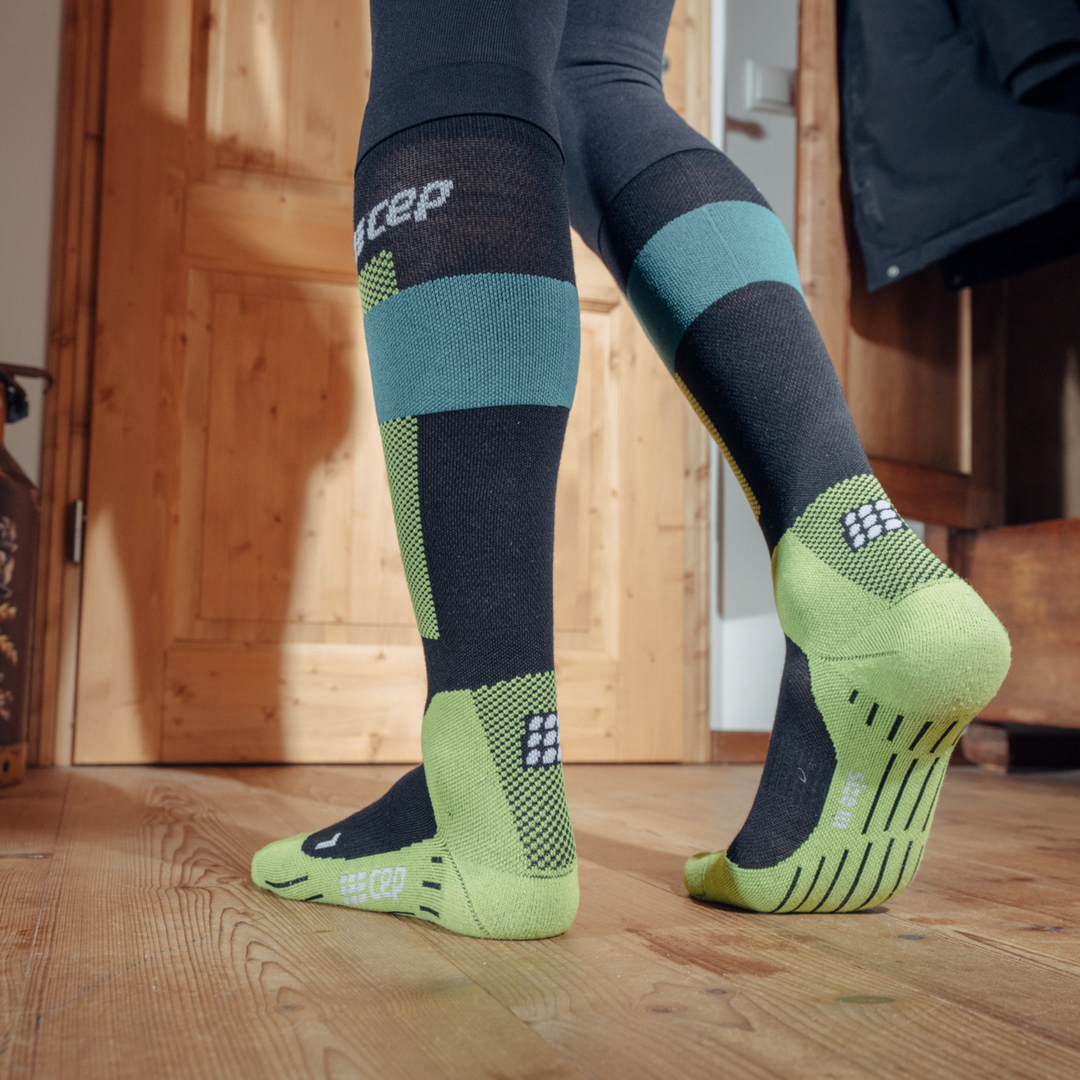 Ski Merino Tall Compression Socks, Women, Green Merino, Lifestyle 3