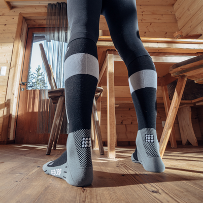 Ski Merino Tall Compression Socks, Women, Grey Merino, Lifestyle 2