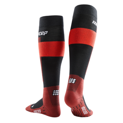 Ski Merino Tall Compression Socks, Men, Red Merino, Back View