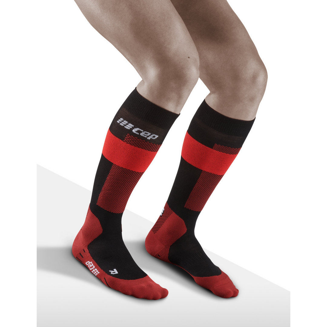 Ski Merino Tall Compression Socks, Men, Red Merino