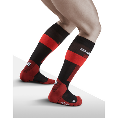 Ski Merino Tall Compression Socks, Men, Red Merino, Back View Model
