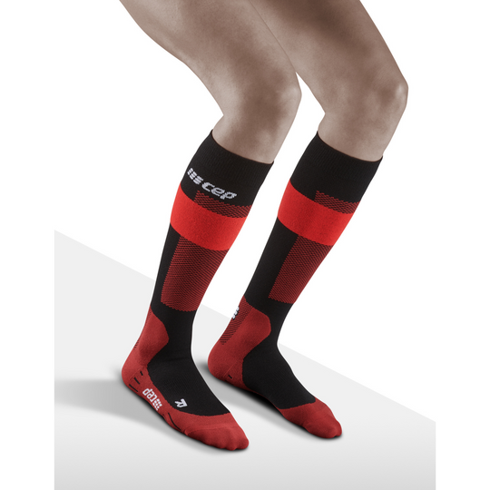 Ski Merino Tall Compression Socks, Women, Red Merino