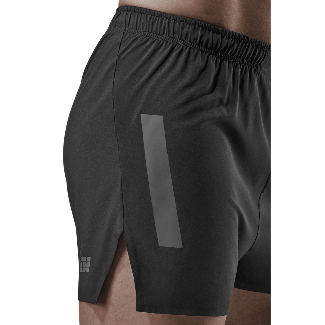 Race Loose Fit Shorts, Men, Black, Side Detail