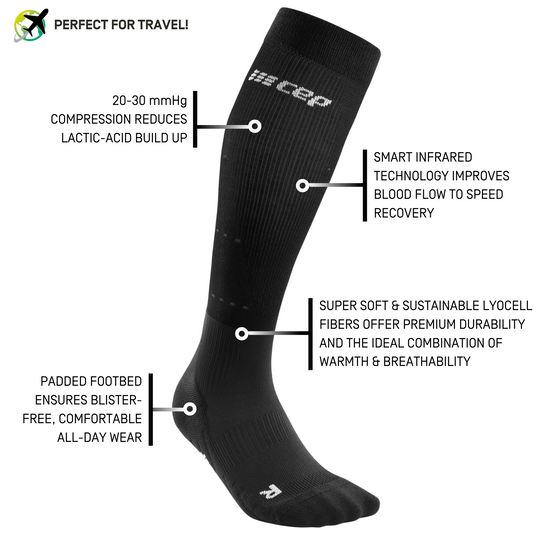 Calcetines de compresión de recuperación por infrarrojos, mujer, negro/negro, detalles