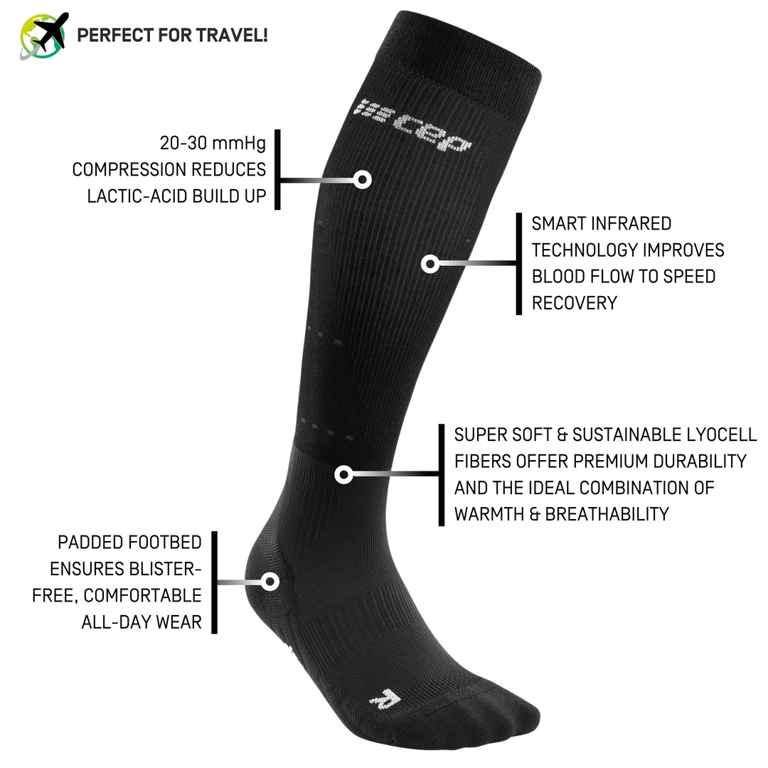 Ανδρικές Κάλτσες Συμπίεσης Ανάκτησης Υπέρυθρων, Μαύρο/Μαύρο, Λεπτομέρειες