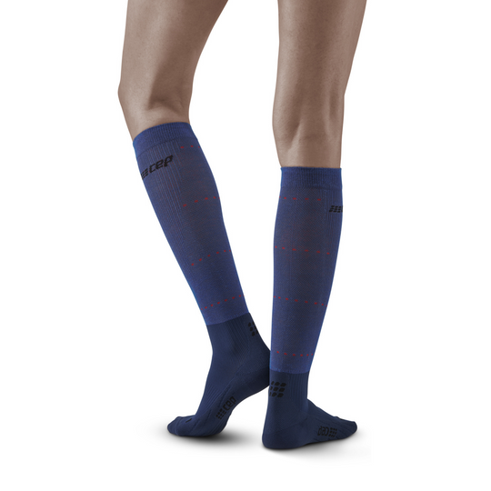 Calcetines de compresión de recuperación por infrarrojos, mujer, azul medianoche, modelo vista trasera
