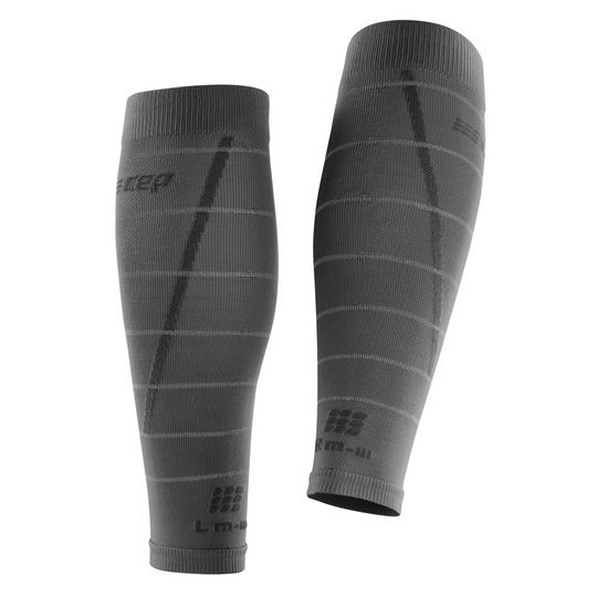 Reflective Compression Calf Sleeves, Women, Grey/Silver, Back View