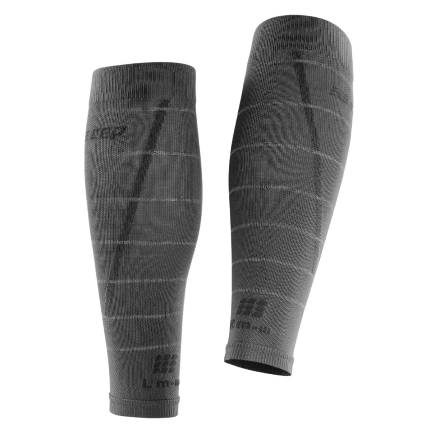Reflective Compression Calf Sleeves, Women, Grey/Silver, Back View