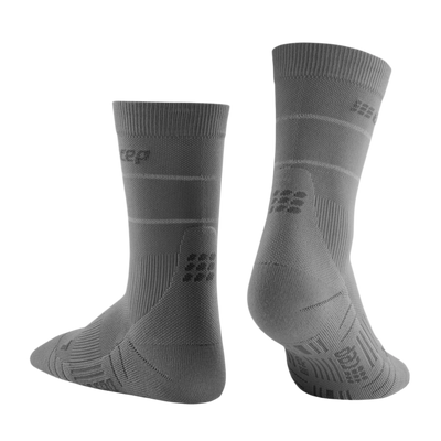 Reflective Mid Cut Compression Socks, Men, Grey/Silver, Back View