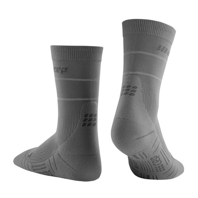 Reflective Mid Cut Compression Socks, Men, Grey/Silver, Back View
