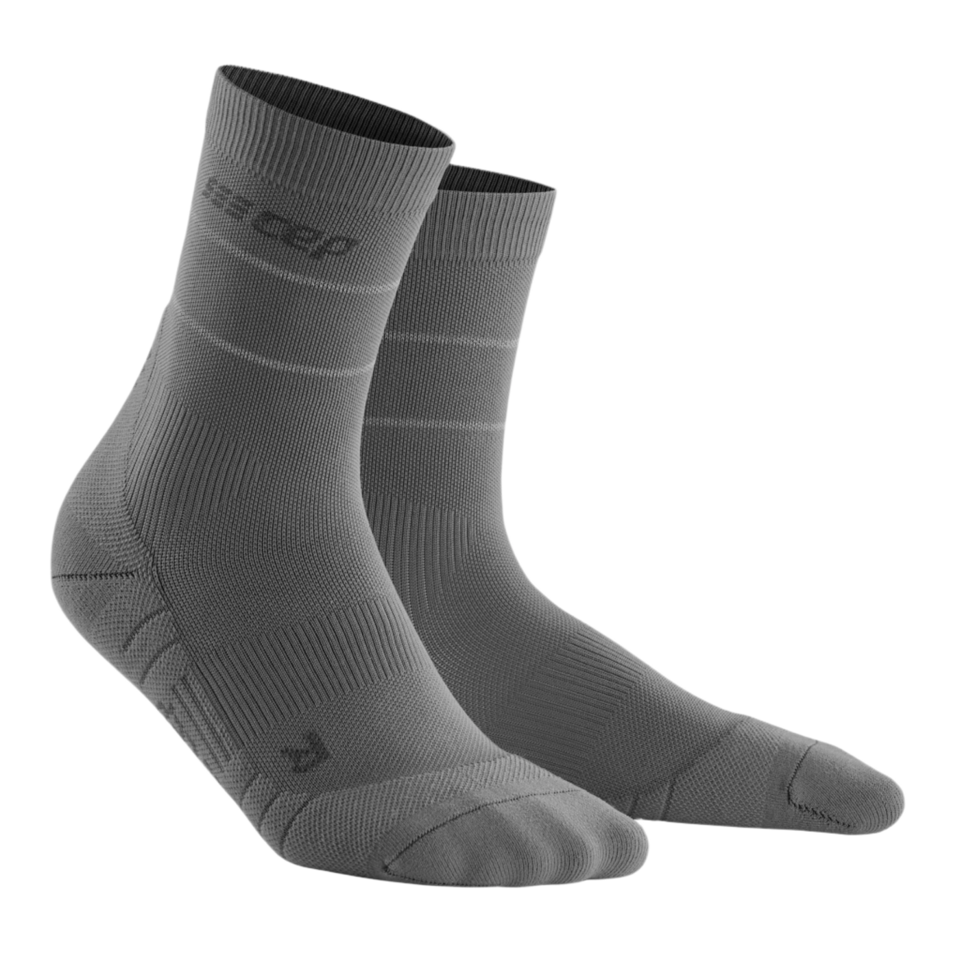Reflective Mid Cut Compression Socks, Men, Grey/Silver, Front View