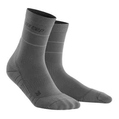 Reflective Mid Cut Compression Socks, Men, Grey/Silver, Front View