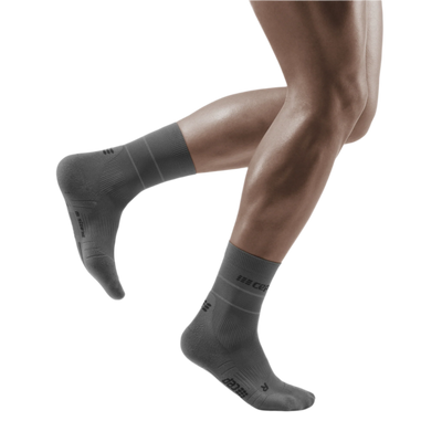 Reflective Mid Cut Compression Socks, Men, Grey/Silver