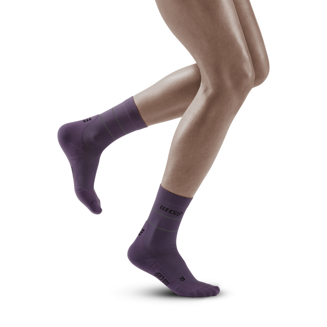 Ανακλαστικές Κάλτσες Συμπίεσης Μέσης Κοπής, Γυναικείες, Μωβ/Ασημί