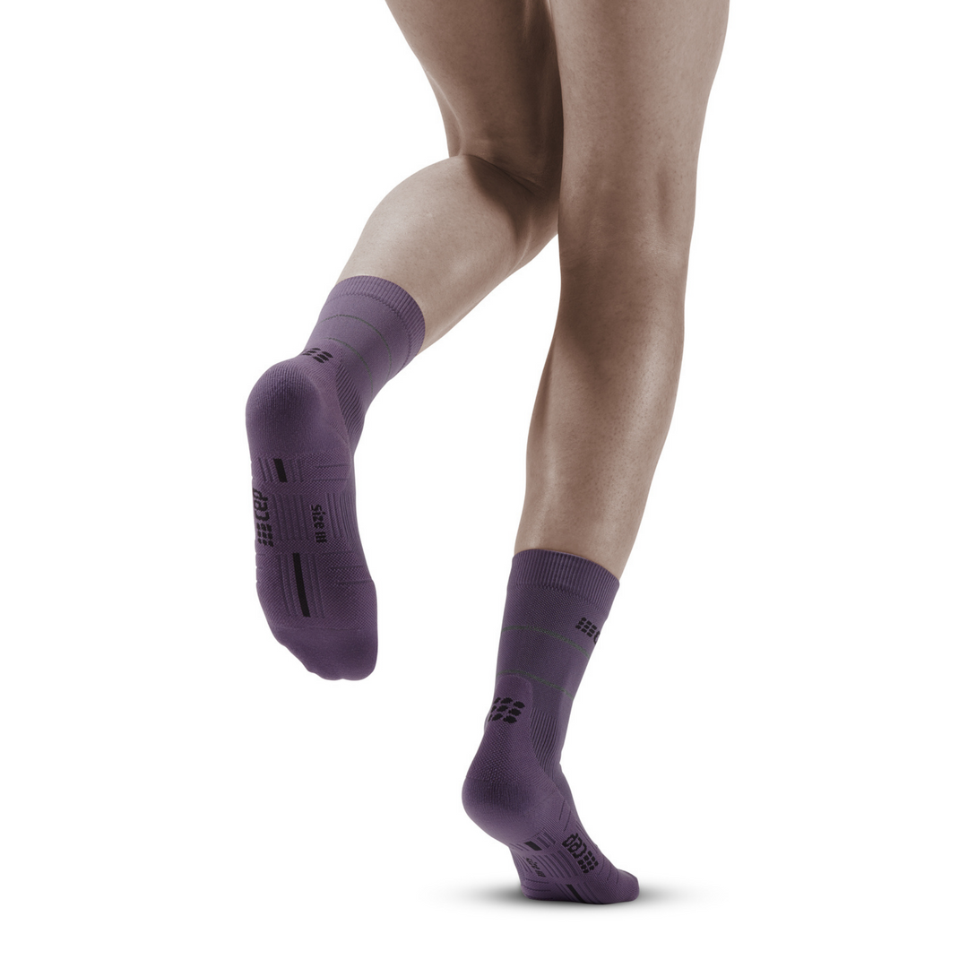 Ανακλαστικές Κάλτσες Συμπίεσης Μέσης Κοπής, Γυναικείες, Μωβ/Ασημί, Μοντέλο Πίσω Όψης