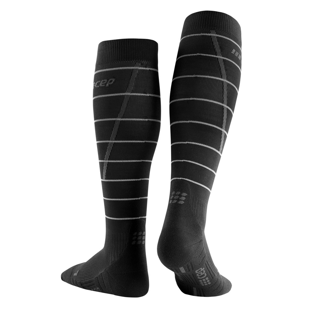 Reflective Tall Compression Socks, Men, Black/Silver, Back View