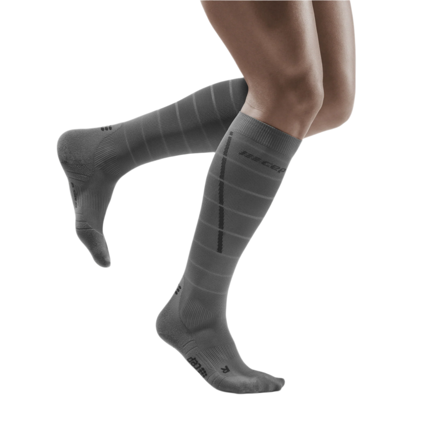 Reflective Tall Compression Socks, Men, Grey/Silver