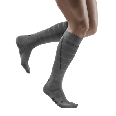 Reflective Tall Compression Socks, Men, Grey/Silver