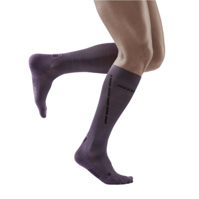 Reflective Tall Compression Socks, Men, Purple/Silver