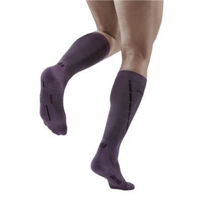 Reflective Tall Compression Socks, Men, Purple/Silver, Back View Model