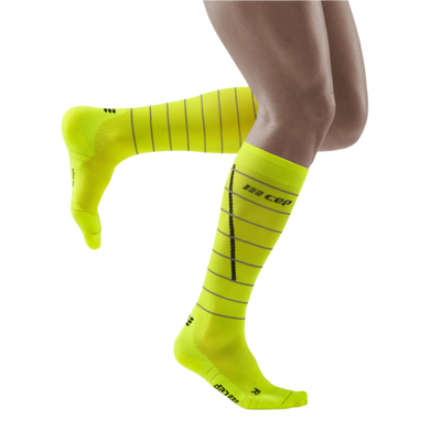 Reflective Tall Compression Socks, Men, Neon Yellow/Silver