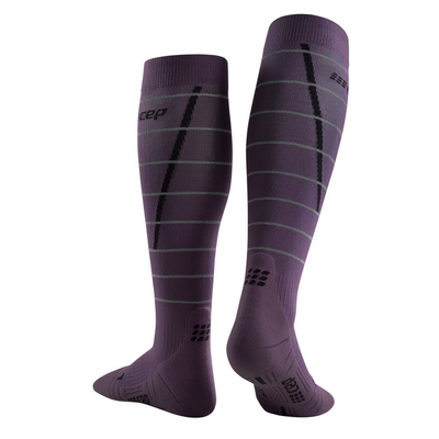 Reflective Tall Compression Socks, Men, Purple/Silver, Back View