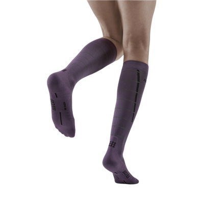 Reflective Tall Compression Socks, Women, Purple/Silver, Back View Model