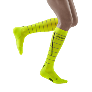 Reflective Tall Compression Socks, Women, Neon Yellow/Silver