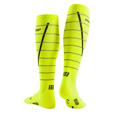 Reflective Tall Compression Socks, Men, Neon Yellow/Silver, Back View
