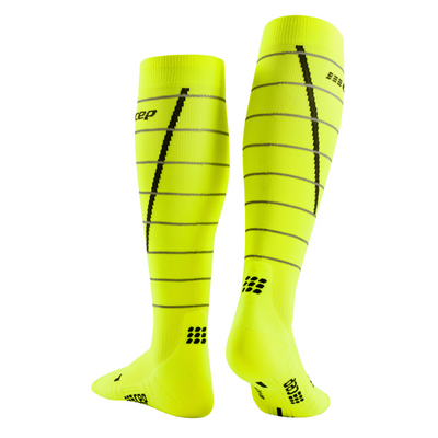 Reflective Tall Compression Socks, Men, Neon Yellow/Silver, Back View