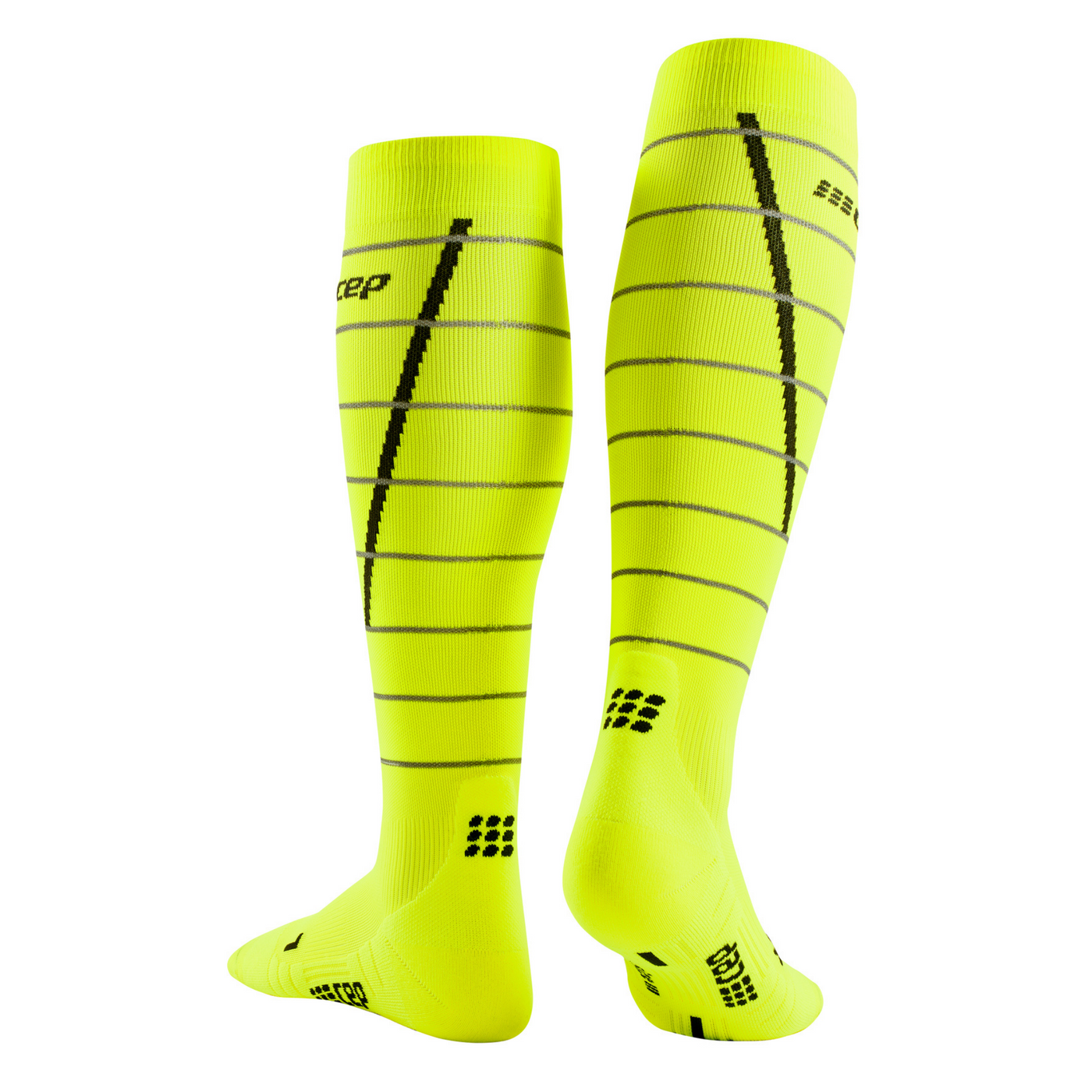 Reflective Tall Compression Socks, Women, Neon Yellow/Silver, Back View
